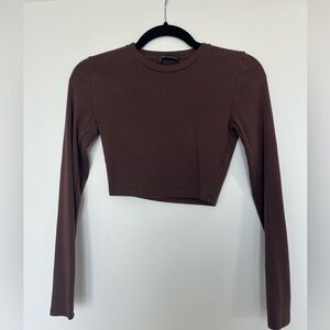 Zara brown cotton crop top. Good condition. Size M.